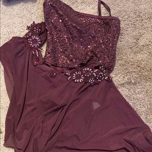 Weissman One Shoulder Burgundy Dress